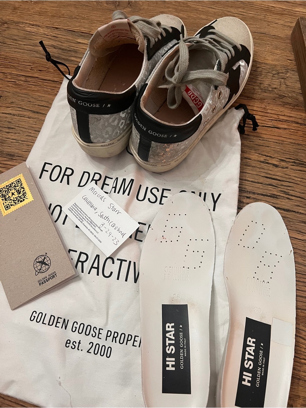 Golden Goose Beige, Black and Red Superstar Sneakers - Picture 8 of 9